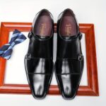 Ponytail Shoe Shine Parlor Men’s Leather Double Buckle Monk Dress Shoes